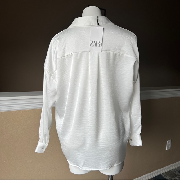 NEW ZARA FLOWY SHIRT WHITE | 4387/247 - Picture 7 of 12